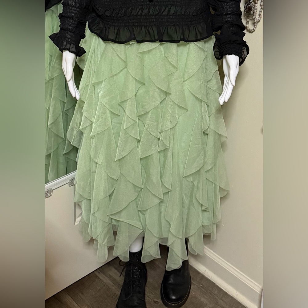 Asymmetrical Skirt in Light Green